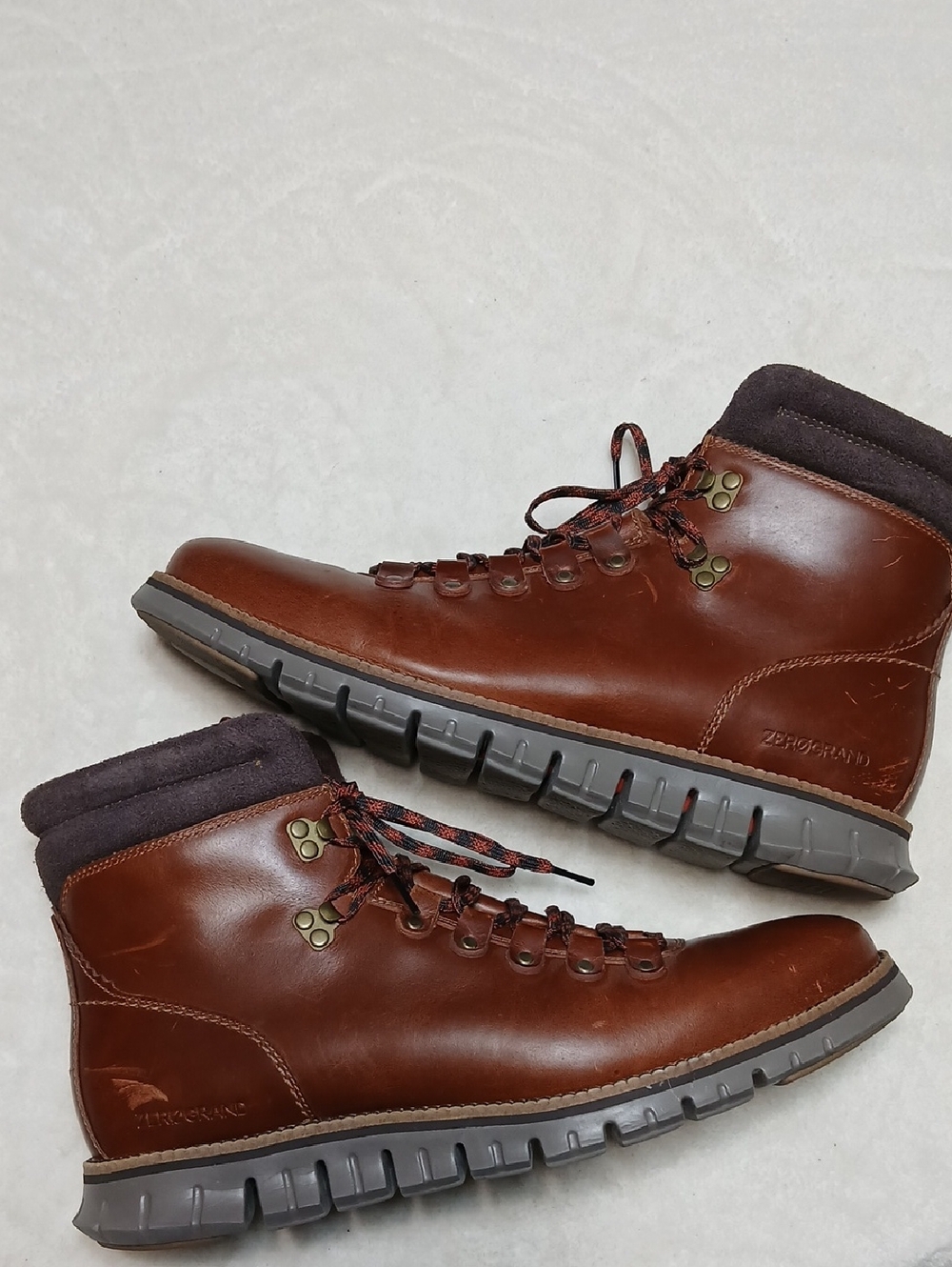 Cole Haan Men's Brown Leather Boots with Gray Sole Waterproof Size 10.5